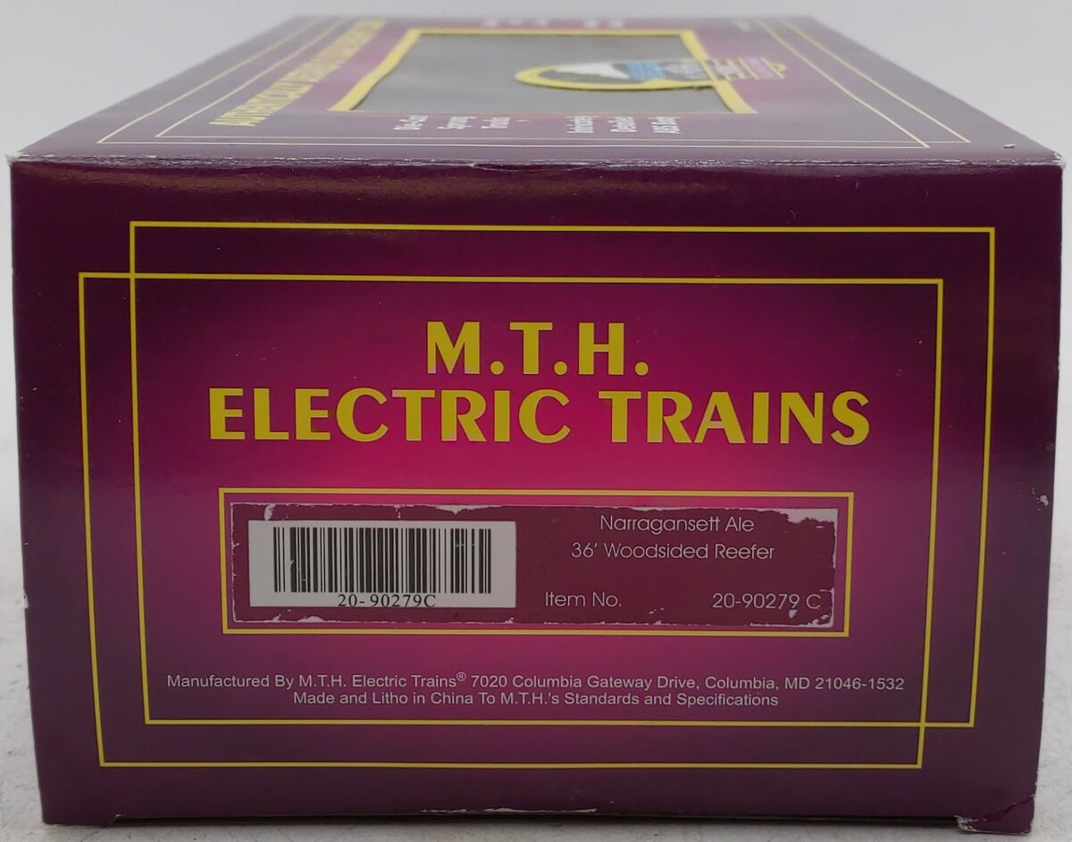 MTH 20-90279C O Gauge Narragansett Ale 36' Woodsided Reefer #116 LN/Box