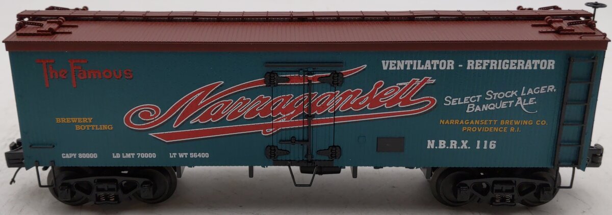 MTH 20-90279C O Gauge Narragansett Ale 36' Woodsided Reefer #116 LN/Box