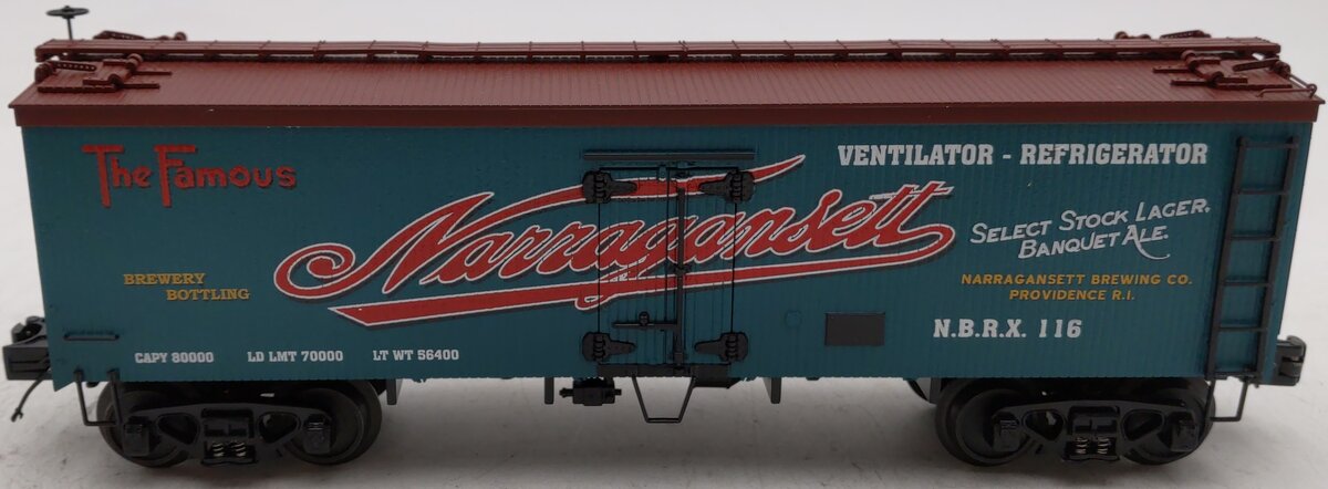 MTH 20-90279C O Gauge Narragansett Ale 36' Woodsided Reefer #116 LN/Box