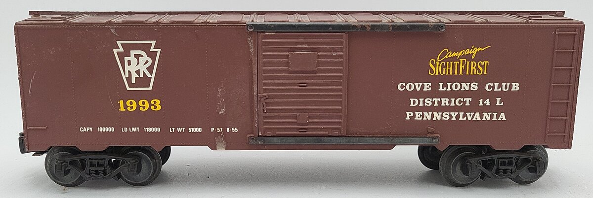 KMT O Gauge PRR Cove Lions Club Campaign Sight First Boxcar #1993 VG