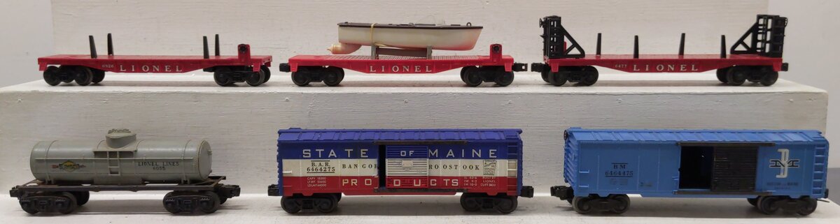 Lionel O Gauge Vintage Freight Cars:6464275,6464475,6477,6035,6464475, 6826 [6] VG