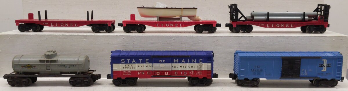 Lionel O Gauge Vintage Freight Cars:6464275,6464475,6477,6035,6464475, 6826 [6] VG