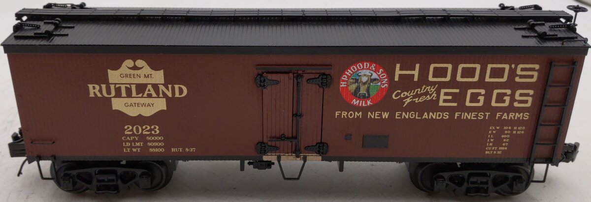 MTH 20-94690 O Gauge Rutland Hood's Dairy 36' Wood Sided Reefer Car #2023 LN/Box