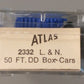 Atlas 2332 N Scale Louisville & Nashville 50' 2 Door Box Car #7424 LN/Box