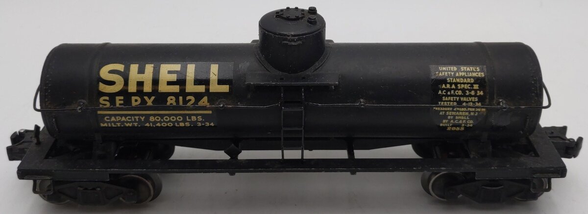 Lionel 2955 Vintage O Gauge Prewar Shell Diecast Single Dome Tank Car #8124 EX