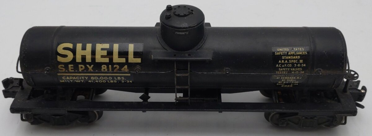 Lionel 2955 Vintage O Gauge Prewar Shell Diecast Single Dome Tank Car #8124 EX
