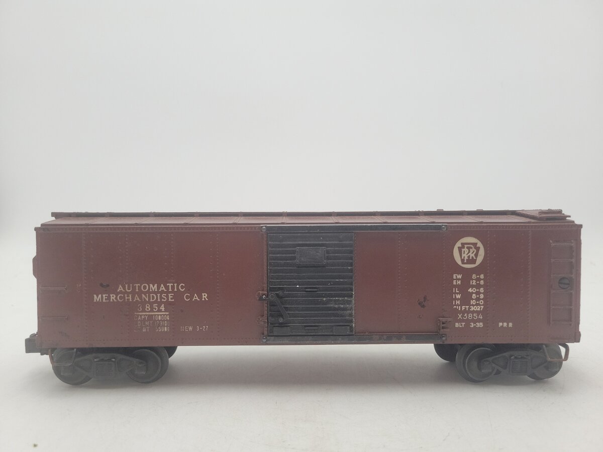 Lionel 3854 Vintage O Pennsylvania Operating Merchandise Car - Black Doors -RARE