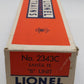 Lionel 2343C Vintage O Santa Fe F-3 Screen Top Non-Pwd. B-Unit Diesel Locomotive EX/Box