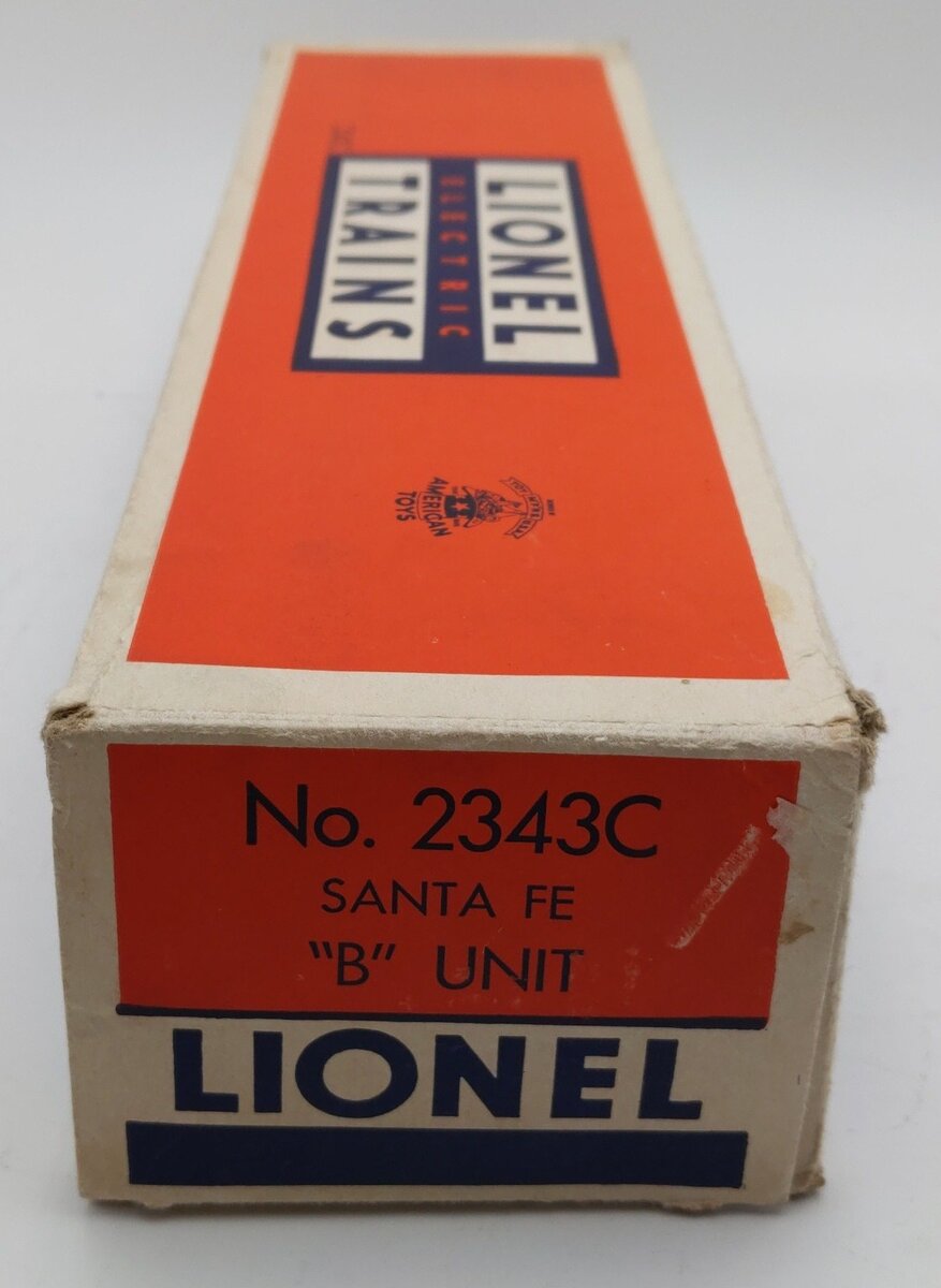 Lionel 2343C Vintage O Santa Fe F-3 Screen Top Non-Pwd. B-Unit Diesel Locomotive EX/Box