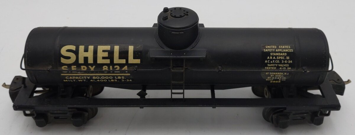 Lionel 2955 Vintage O Gauge Prewar Shell Diecast Single Dome Tank Car #8124 VG