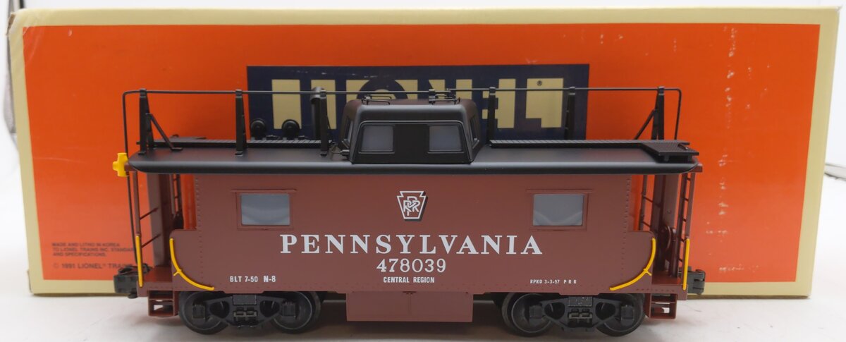 Lionel 6-51702 O Gauge BRASS Pennsylvania N-8 Smoking Caboose #478039 EX/Box