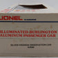 Lionel 6-9580 O Gauge Burlington Aluminum "Silver Veranda" Observation Car EX/Box