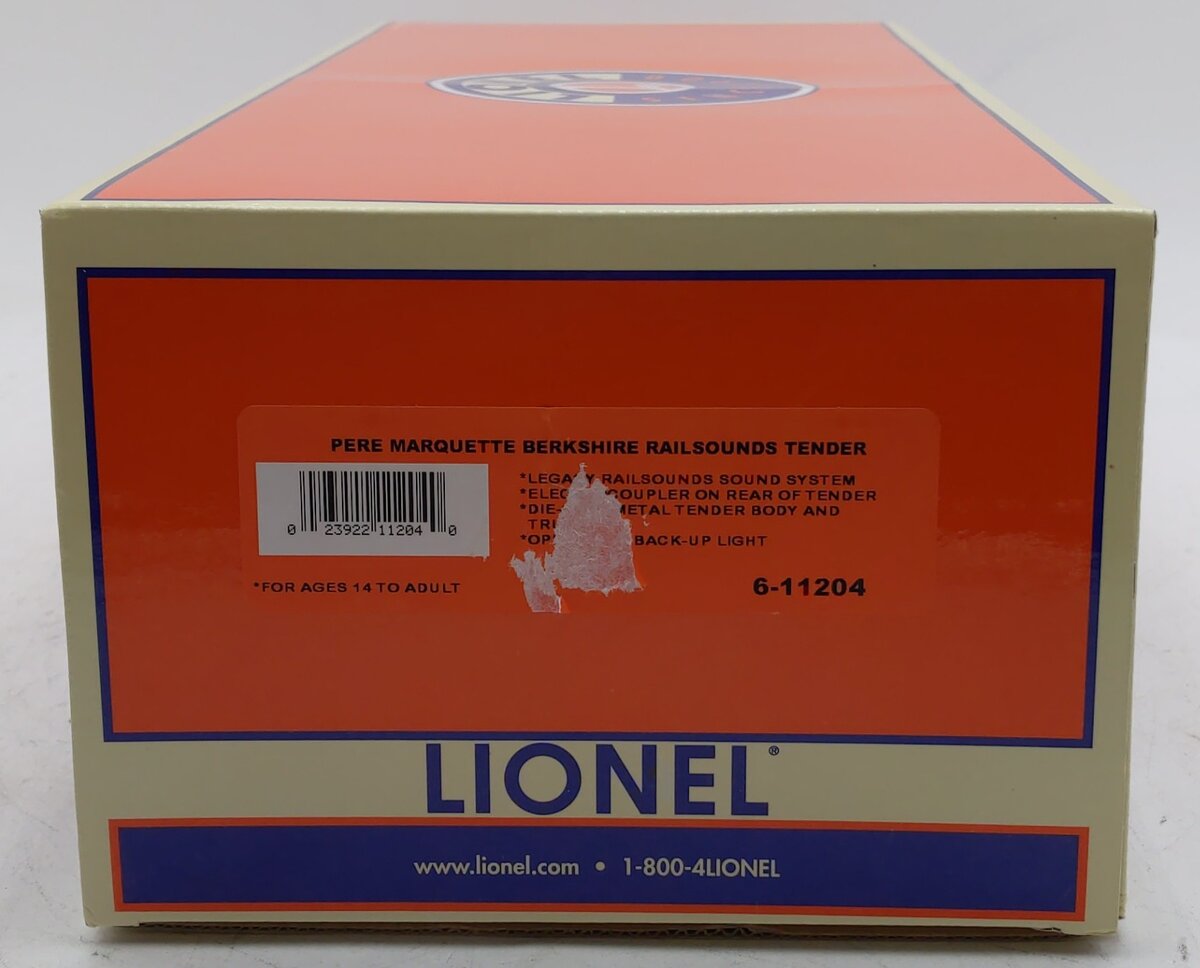 Lionel 6-11204 Pere Marquette Legacy RS Berkshire Tender LN/Box