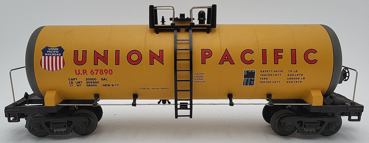 MTH 20-9205 O Gauge Union Pacific Unibody Tank Car #67890 EX