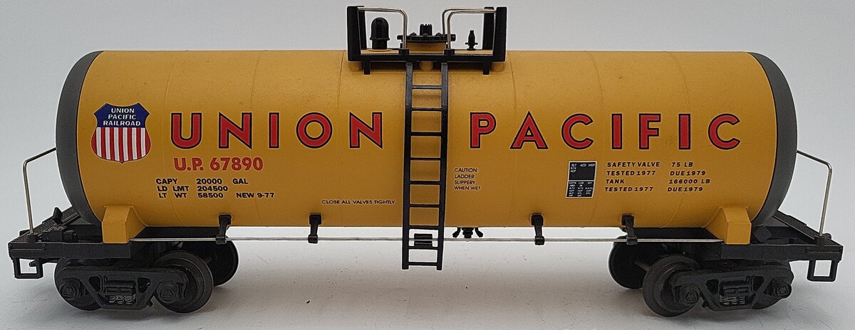 MTH 20-9205 O Gauge Union Pacific Unibody Tank Car #67890 EX