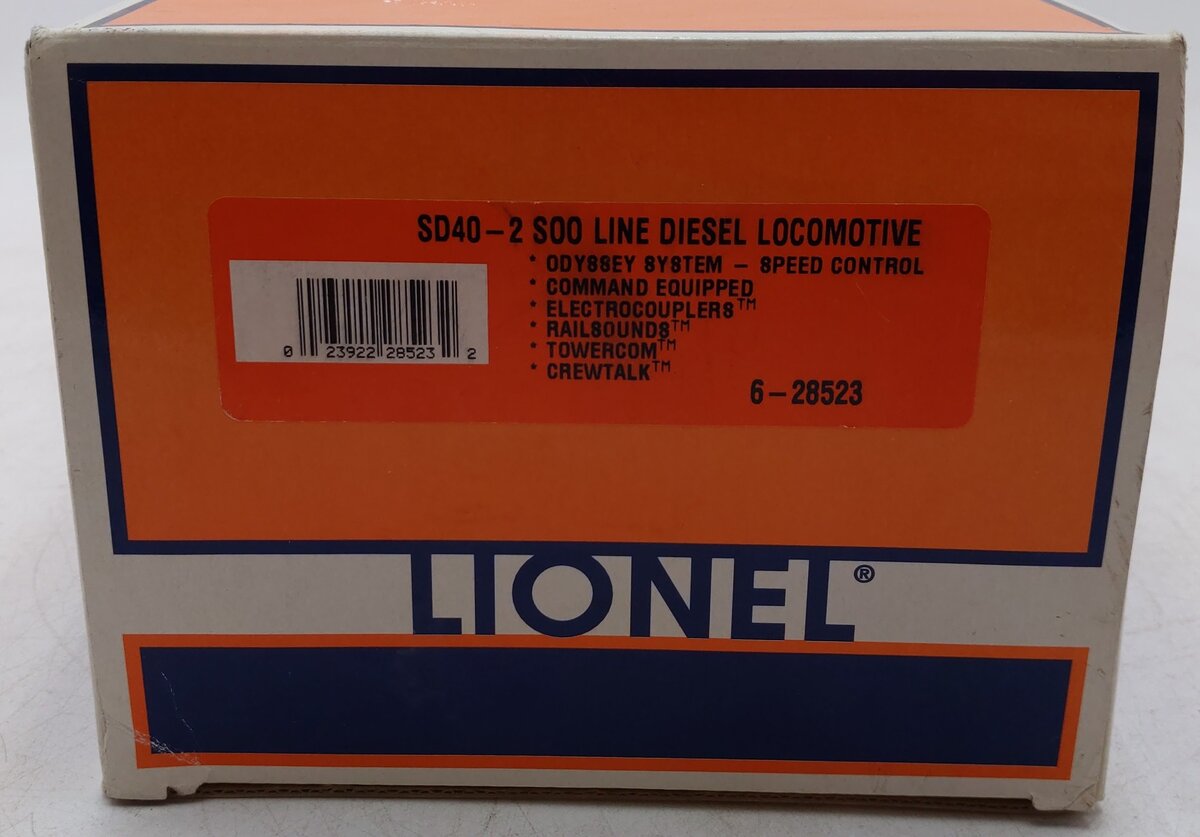 Lionel 6-28523 O Gauge Soo Line SD40-2 Diesel Locomotive w/TMCC #6622 VG/Box
