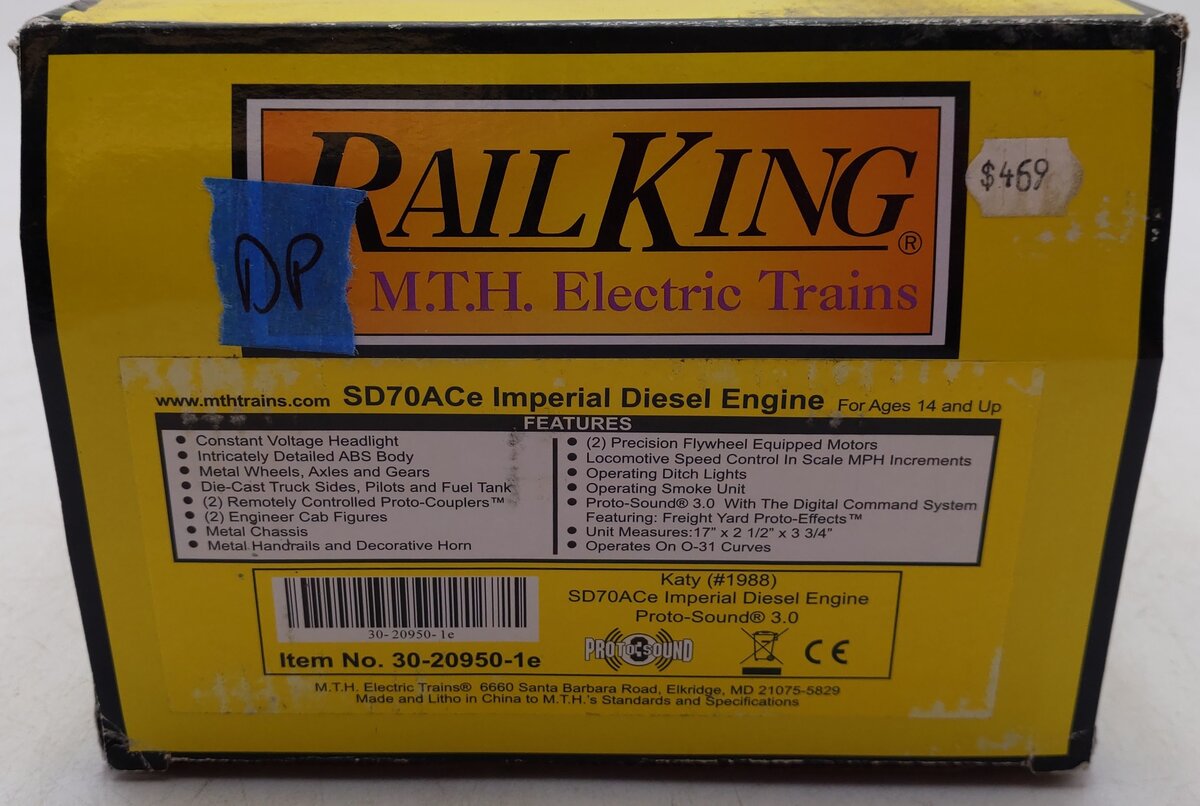 MTH 30-20950-1e O Gauge Katy Imperial Diesel Locomotive #1988 EX/Box