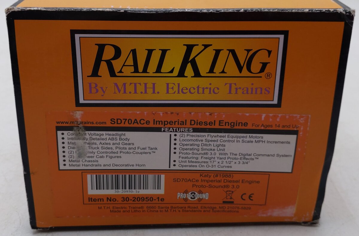 MTH 30-20950-1e O Gauge Katy Imperial Diesel Locomotive #1988 EX/Box