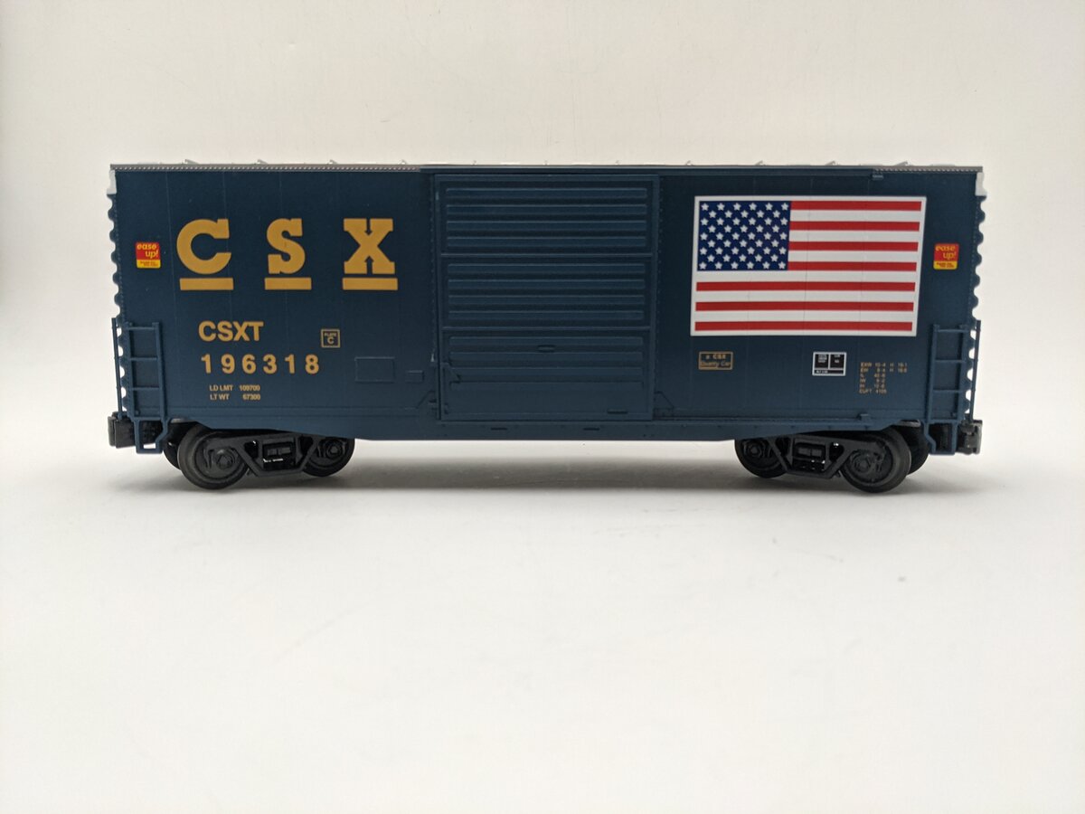 MTH 30-74914 O Gauge CSX (Flag) 40' High Cube Box Car #196318 EX