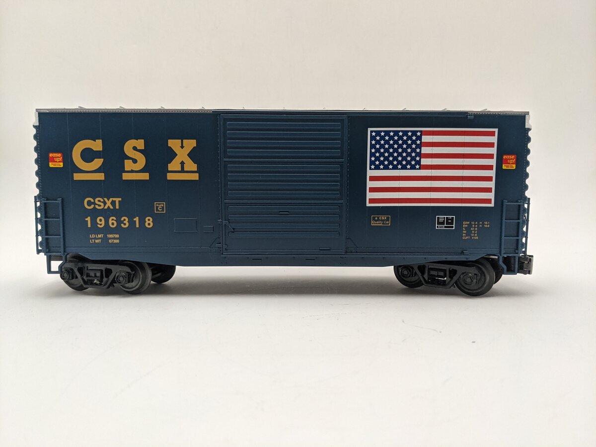 MTH 30-74914 O Gauge CSX (Flag) 40' High Cube Box Car #196318 EX
