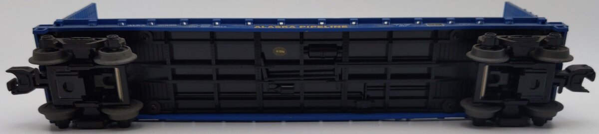 MTH 30-76713 O Alaska Pipeline Flat Car with Bulkheads and Pipe Load #50018 EX