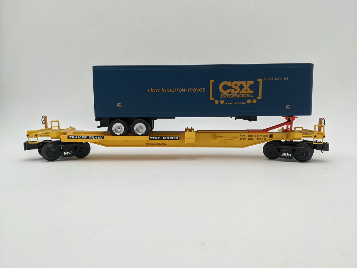 Williams 48401 O Gauge Front Runner Intermodal 3-Rail Car w/ CSX Trailer EX