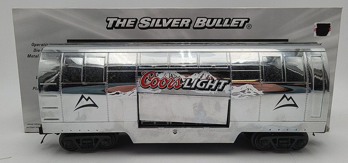 MTH 30-78040 O Gauge Coors Light Silver Bullet Operating Reefer Car EX/Box