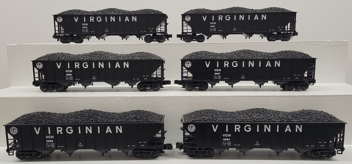 MTH 20-90095 O Virginian Premier 4-Bay Hopper Car Set (Set of 6) EX