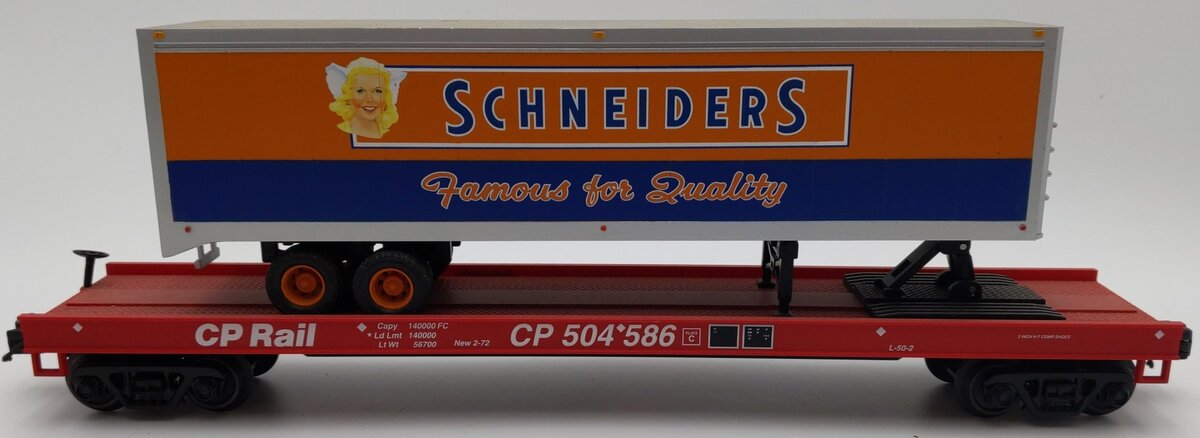 MTH 20-95420 O CP Rail Flat Car with 40' Trailer #504580 EX