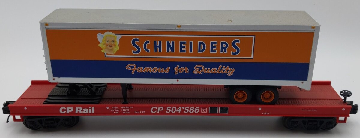 MTH 20-95420 O CP Rail Flat Car with 40' Trailer #504580 EX