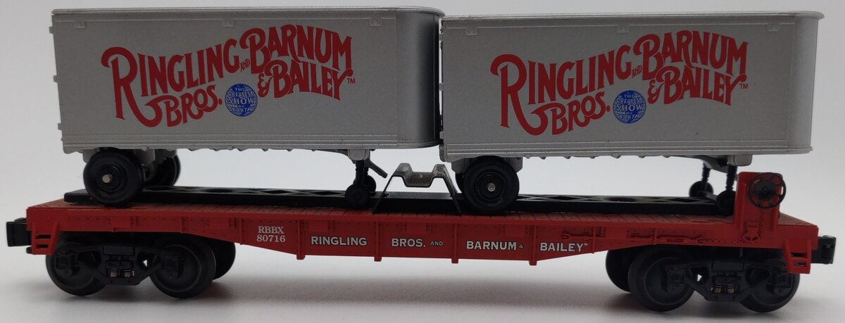 Lionel K-Line 6-21472 Ringling Bros Flatcar with 2 Trailer EX