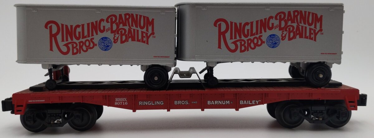 Lionel K-Line 6-21472 Ringling Bros Flatcar with 2 Trailer EX