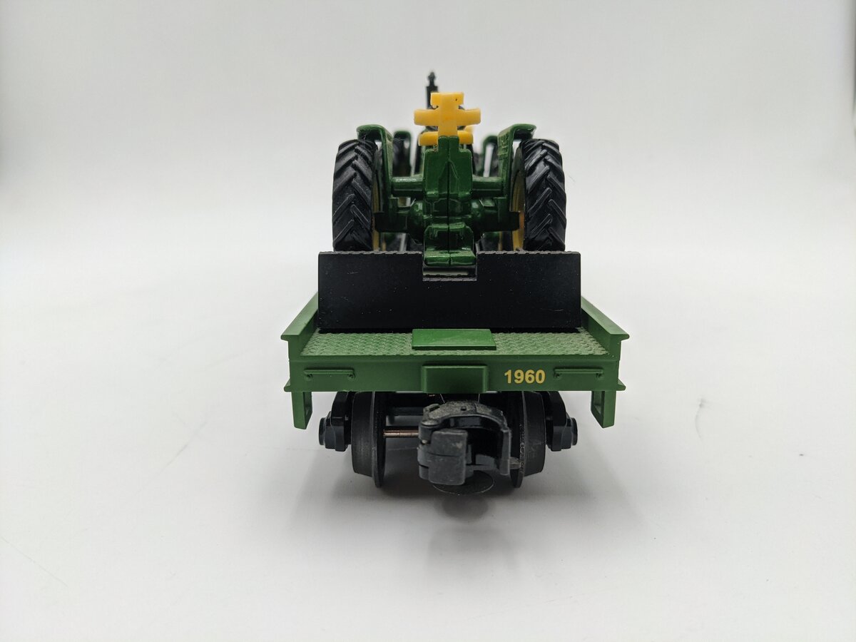 MTH 20-98361 O Gauge John Deere Flat Car w/ Three 4010 Tractors EX