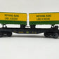Lionel 1928350 O Gauge John Deere Flatcar w/ Piggyback Trailers EX