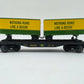 Lionel 1928350 O Gauge John Deere Flatcar w/ Piggyback Trailers EX