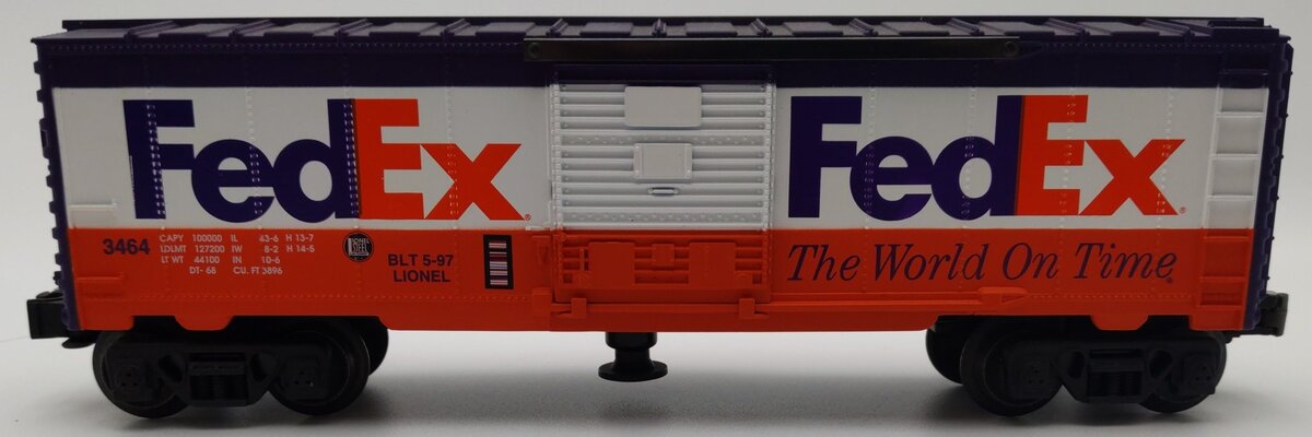 Lionel 6-19835 O Gauge FedEx Operating Boxcar #3464 EX