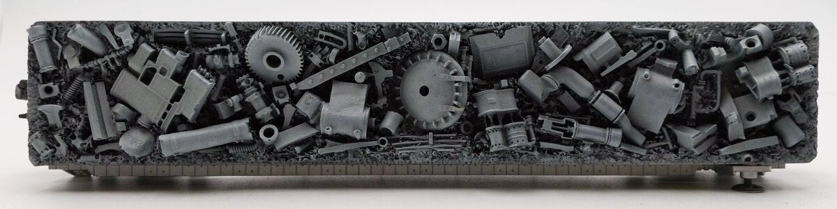 MTH 30-76157 O Gauge 2005 Harley Davidson Flatcar w/ Scrap Metal Load EX