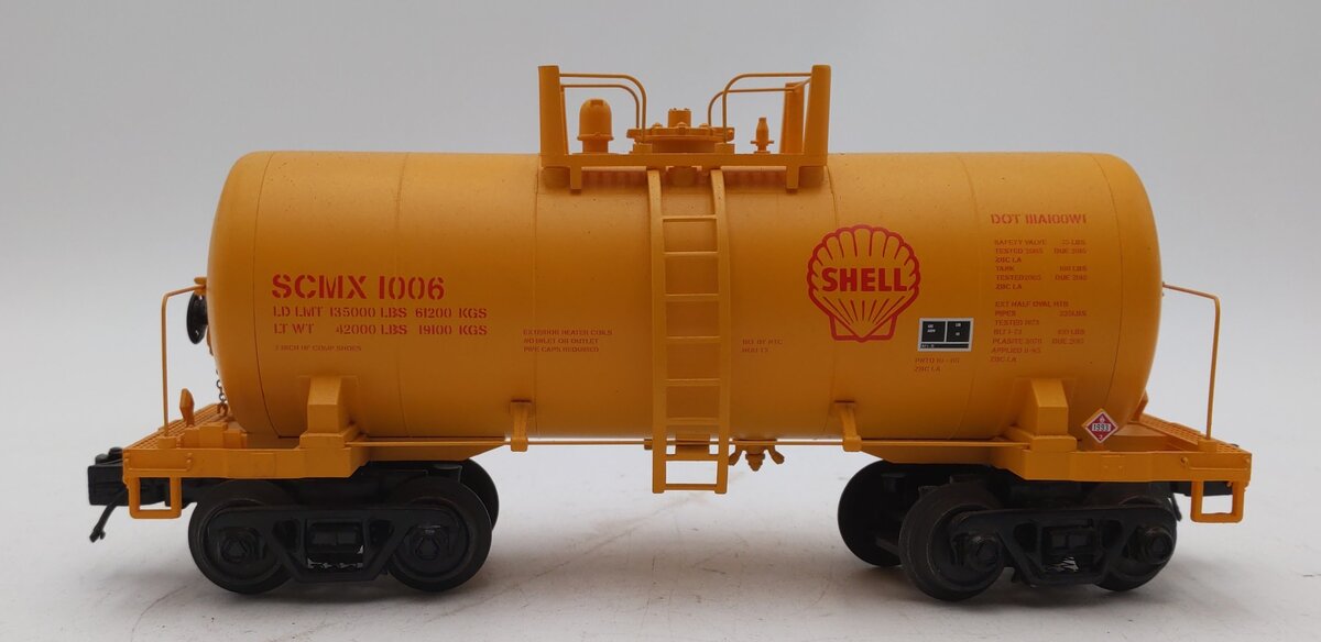 MTH 20-96750 O Gauge Shell 8K Gal Tank Car #1006 (Yellow) EX