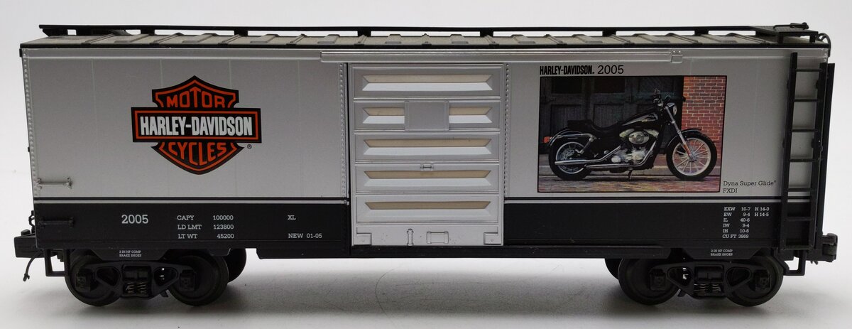 MTH 20-90228B O Gauge Harley-Davidson 2005 Dyna Super Glide FXDI Boxcar EX
