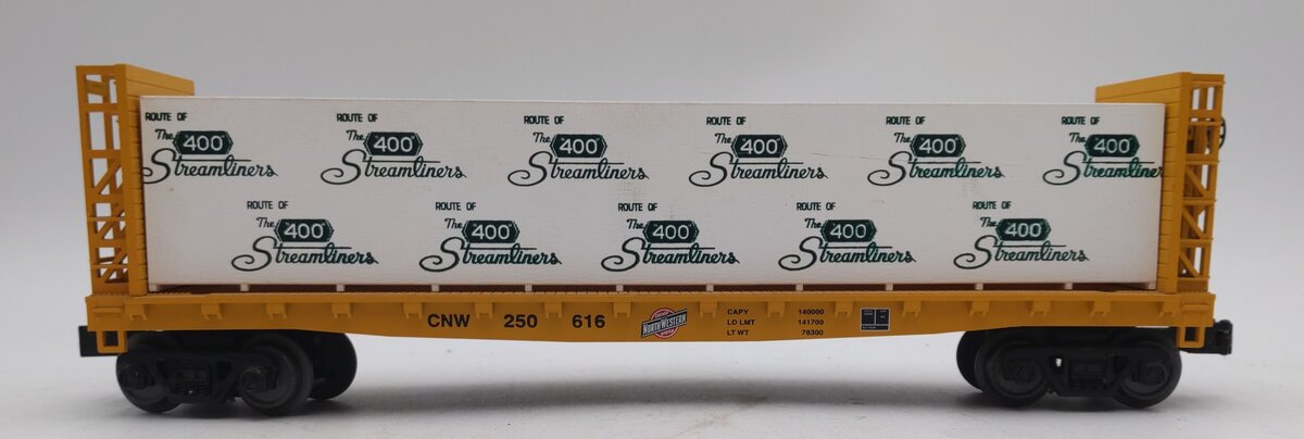 MTH 30-76523 O Gauge Trailer Train Bulkhead Flatcar with Lumber Load #250616 VG