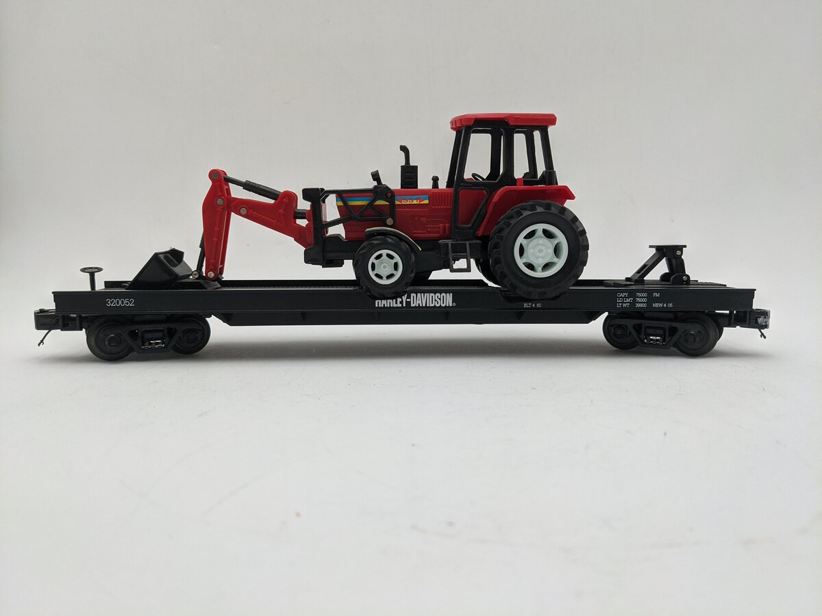 MTH 20-98461 O Gauge Harley Davidson Flatcar w/Tractor VG