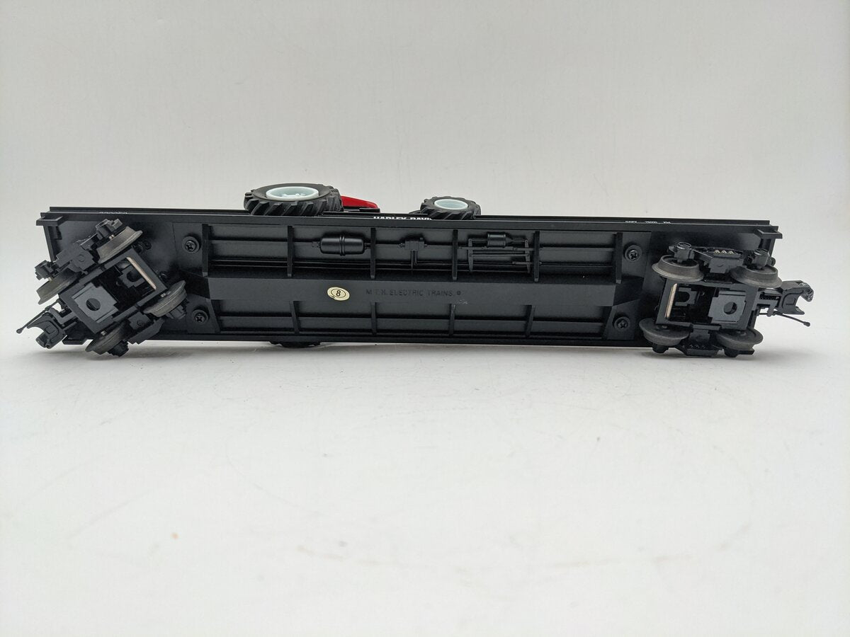 MTH 20-98461 O Gauge Harley Davidson Flatcar w/Tractor VG