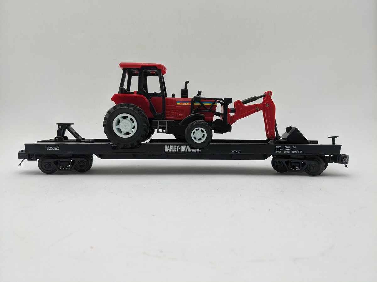 MTH 20-98461 O Gauge Harley Davidson Flatcar w/Tractor VG