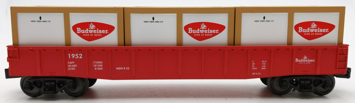 MTH 30-72049 O Gauge Anheuser-Busch Budweiser Gondola Car w/Crates #1952 EX