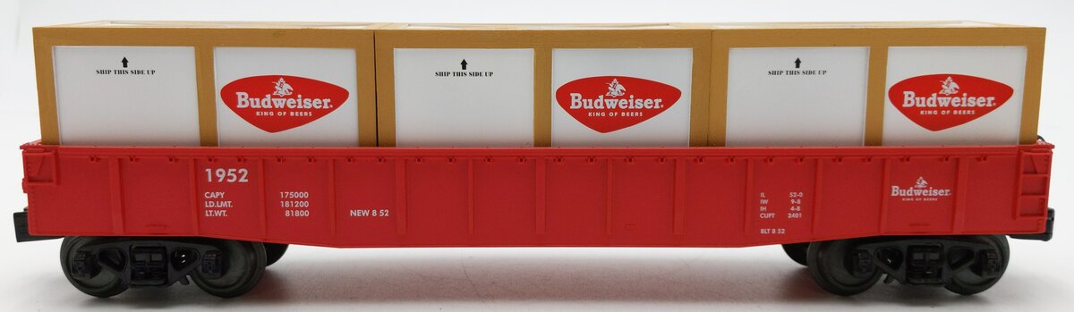 MTH 30-72049 O Gauge Anheuser-Busch Budweiser Gondola Car w/Crates #1952 EX