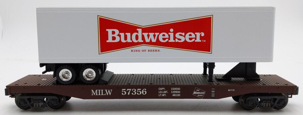 K-Line K691-5601 O MILWK RD Flatcar w/ Anheuser-Busch Budweiser Trailer #57356 EX