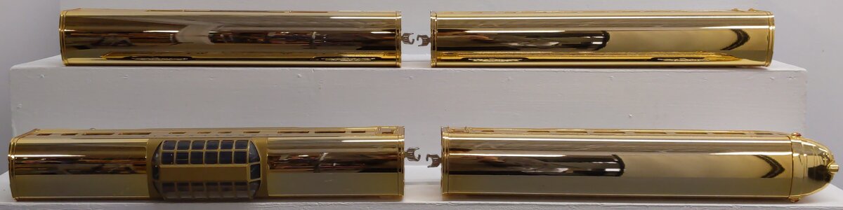 MTH 30-6707 O PRR 60' 18K Gold Plated Aluminum Passenger Car Set (Set of 4) EX/Box