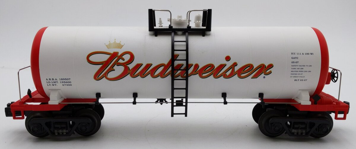 MTH 30-73226 O Gauge Budweiser Modern Tank Car EX