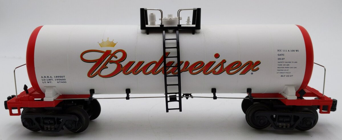 MTH 30-73226 O Gauge Budweiser Modern Tank Car EX