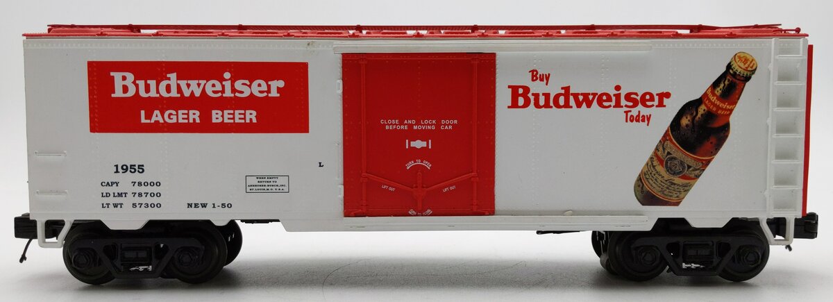 MTH 20-94125 O Gauge Budweiser Operating Beer Refrigerator Car #1955 EX